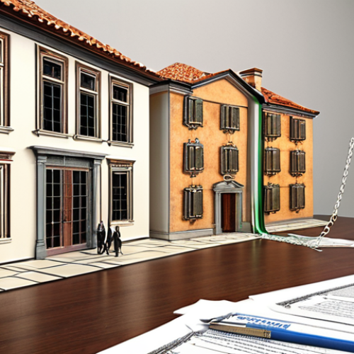 Home 7 **Prompt:** A visually compelling scene depicting the transformation of a mortgage from a burden into a powerful lever for financial growth. Initially, a person feels constrained by symbolic chains resembling a mortgage document, but these chains break and transform into upward-trending graphs and architectural blueprints, culminating in a thriving, modern Italian-style home. The image should convey a sense of optimism, strategic insight, and liberation through "good debt," with subtle hints of Italian architectural details in the background, representing the context.
